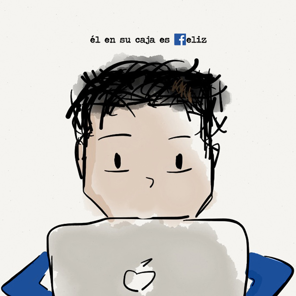 Él en Facebook es feliz